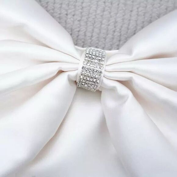 NWOT Bronx and Banco Evie Bow Satin Minidress Elegant white Mini Dress - Picture 11 of 16